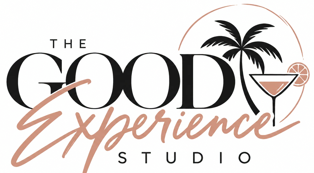 The Good Experience Studio logo: a palm tree and cocktail glass beside the words The Good Experience Studio